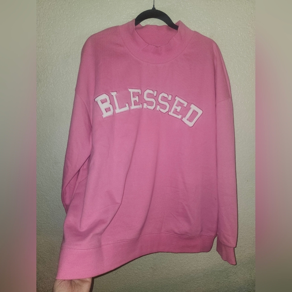 😇NWOT Purchased From @elizajoy17 "Blessed Sweatshirt" Pink🩷 w/ White Font🤍 XL - Picture 6 of 8